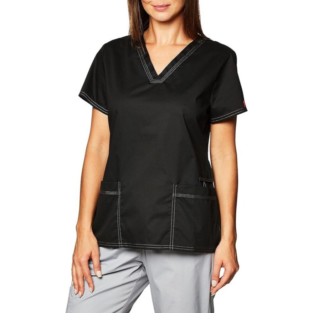 Dickies Gen Flex‎ Women Scrubs Top V-Neck, Small